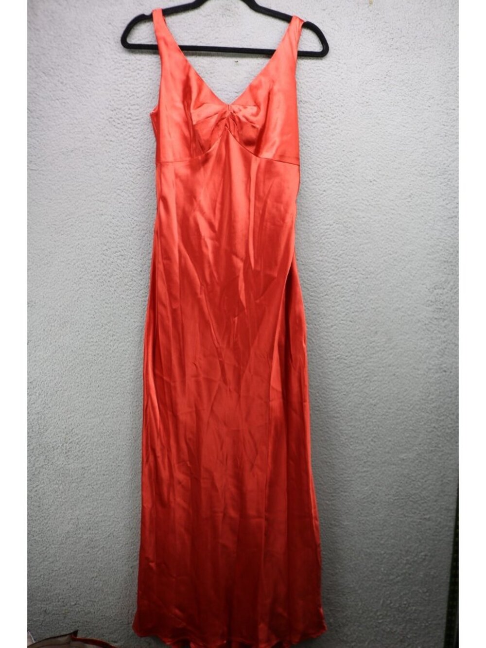 Vtg. Betsty & Adam by Linda Bernell Orange Satin Babydoll Maxi Dress-12-Event